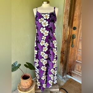 Hawaiian Floral Purple Maxi Dress